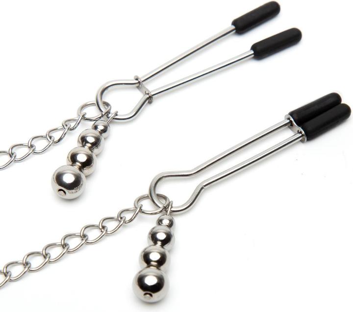 Actual product image Fifty Shades of Grey Play Nice Satin & Lace Collar & Nipple Clamps - Black
