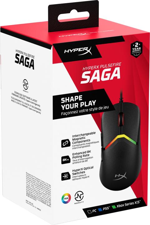 Actual product image HP HyperX Pulsefire Saga Gaming Mouse (Black) (Cable)