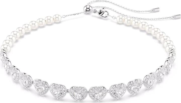Swarovski x Ariana Grande Tennis Choker Verschiedene Schliffe Herz Weiss Rhodiniert (Swarovski Metall)