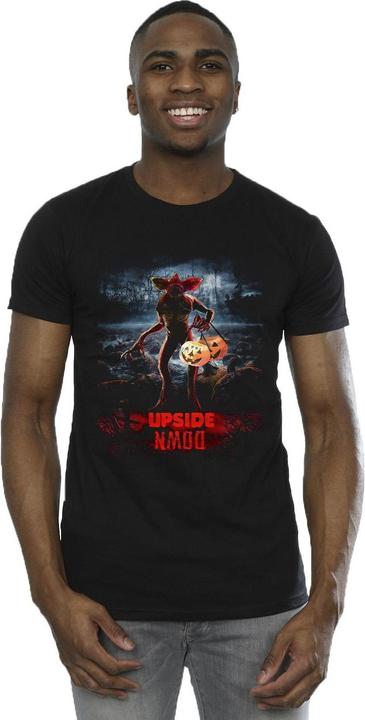 Actual product image Netflix Mens Stranger Things Pumpkin Upside Down T-Shirt (XL)