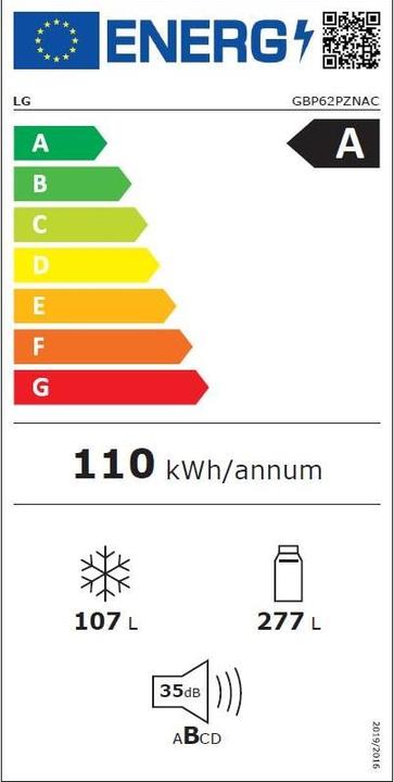 Energy Label LG GBP62PZNAC (384 l)