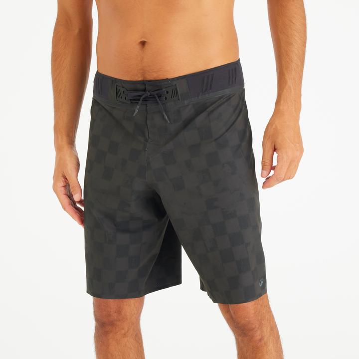 Olaian Boardshorts Herren lang Morpho Checky 20" schwarz