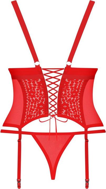 Actual product image Obsessive Suspender chemise with floral lace plus thong (4XL)
