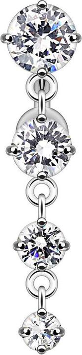 Actual product image Star Piercing Banana silver with pendant four crystals silver (without brass, Surgical steel 316L)