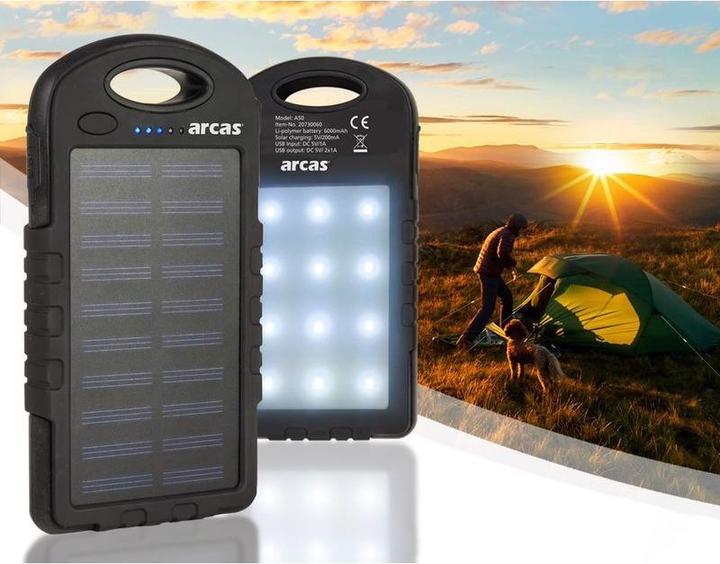 Actual product image Arcas Solar Powerbank S60 with Flashlight (6 mAh)