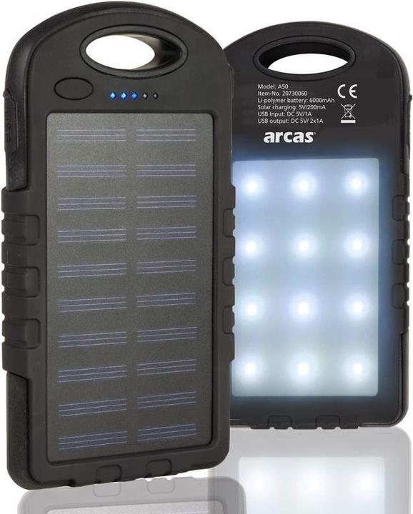 Actual product image Arcas Solar Powerbank S60 with Flashlight (6 mAh)