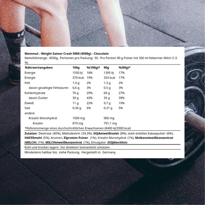 Immagine prodotto Best Body Nutrition Il miglior prodotto per il corpo Mammut Weight Gainer Crash 5000, barattolo da 4500 g (Cioccolato, 1 pz., 4500 g)