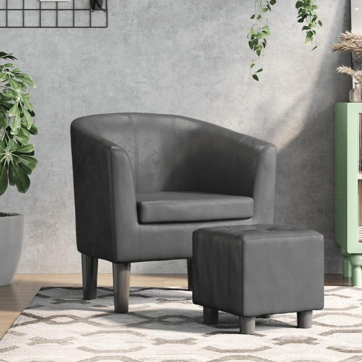 Actual product image VidaXL Clubsessel mit Fusshocker Grau Kunstleder,Farbe