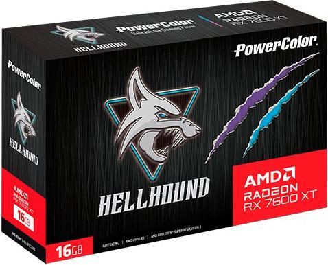 Actual product image Powercolor Radeon RX 7600 XT Hellhound 16GB OC (RDNA 3, GDDR6, 3x DisplayPort, 1x HDMI 2.1) (16 GB)