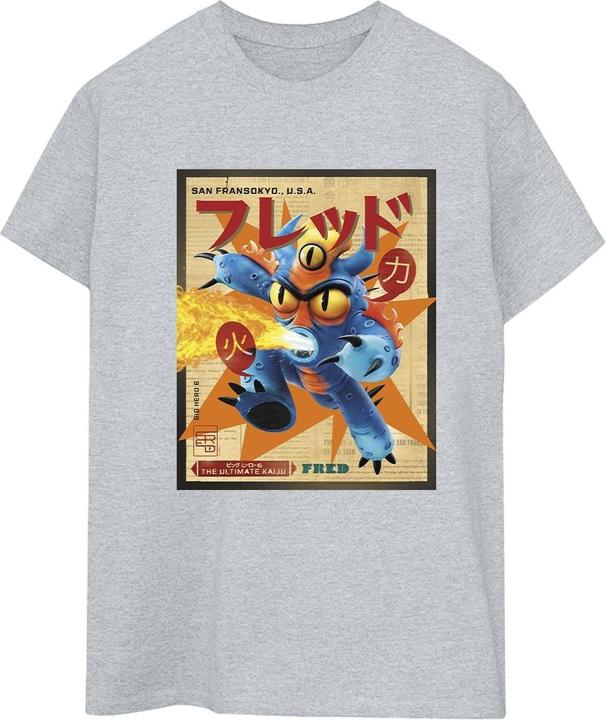 Actual product image Disney Womens/Ladies Big Hero 6 Baymax Fred Newspaper Cotton Boyfriend T-Shirt (XL)