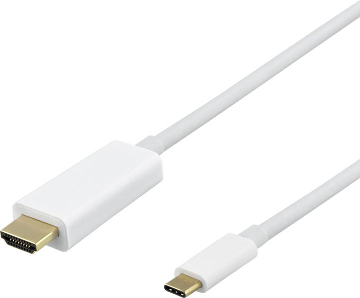 Image du produit Deltaco Câble USB-C - HDMI 4K UHD, connecteurs plaqués or, 3m, blanc (3 m, HDMI)