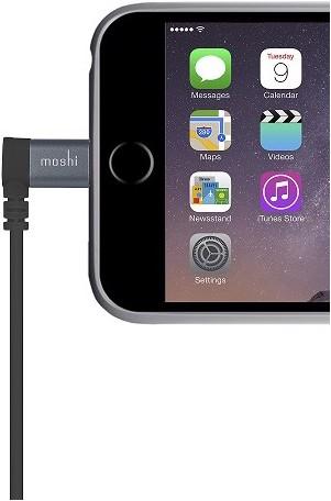 Image du produit Moshi Câble Lightning vers USB avec connecteur de 90 degrés - Noir (1.50 m, USB 2.0)