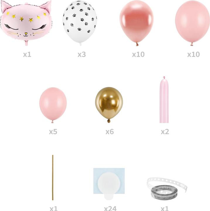 Immagine prodotto Partydeco Palloncino Gattino Rosa, 83 x 140 cm, 10 pezzi