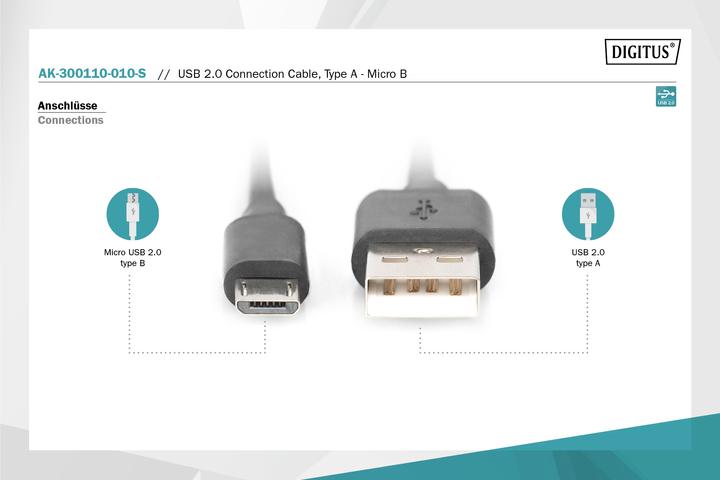 Produktbild Digitus USB 2.0 (1 m, USB 2.0)