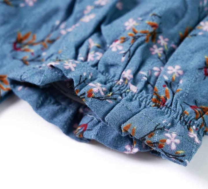 Actual product image VidaXL Children's dress with long sleeves petrol blue 128,Material: 50 (128)