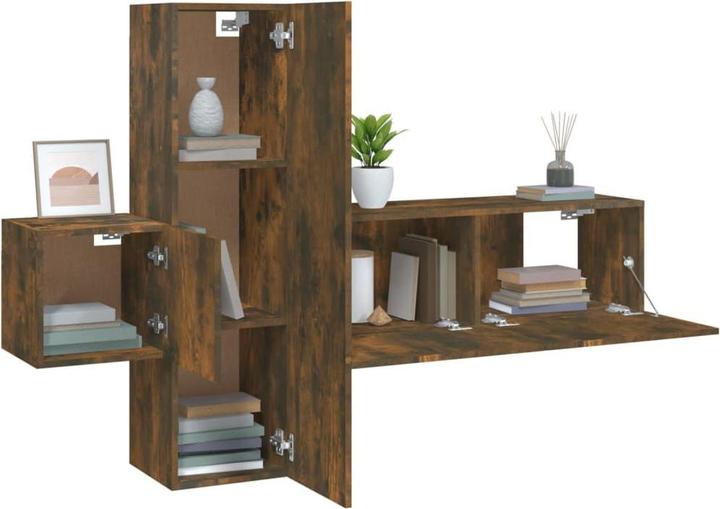 Produktbild VidaXL 3-tlg. TV-Schrank-Set Räuchereiche Holzwerkstoff,Farbe (100 x 30 x 30 cm)