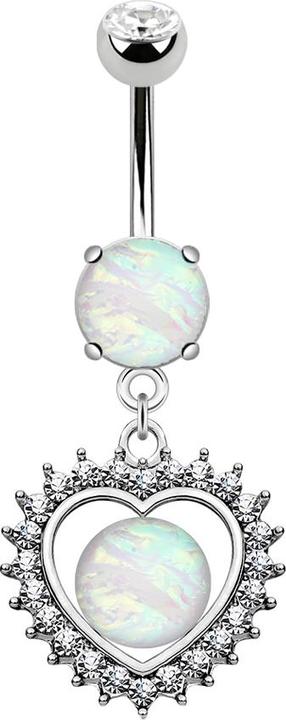 Immagine prodotto Star Piercing Banana in argento con ciondolo a cuore con cristalli e opale (Acciaio chirurgico 316L, Ottone)