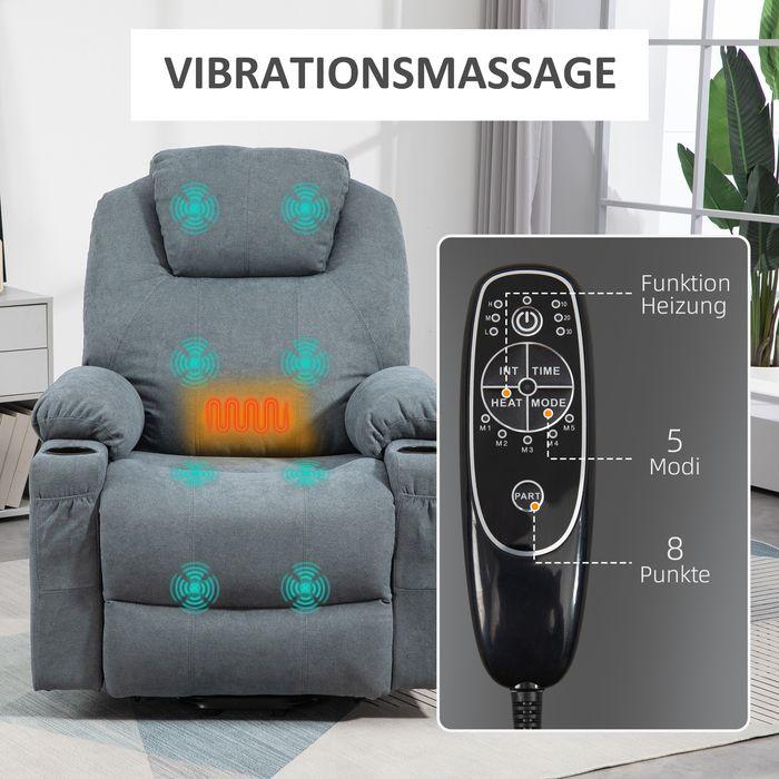 Produktbild Swisshandel24 Massagesessel Aufstehhilfe, elektrisch, mit 8 Massagepunkten, Liegefunktion, Heizfunktion, 90x101x10