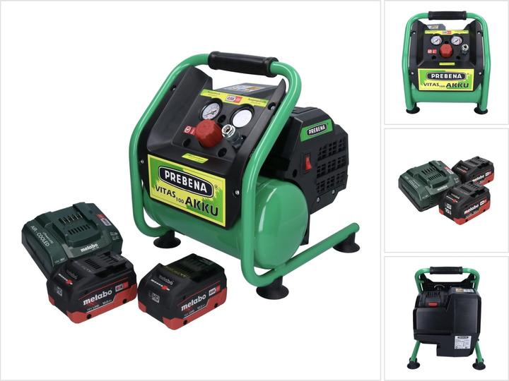 Immagine prodotto Prebena VITAS 100-AKKU Compressore 18 V 5 l 8 bar CAS Brushless + 2x batteria ricaricabile 10.0 Ah + (8 bar, 5 l)