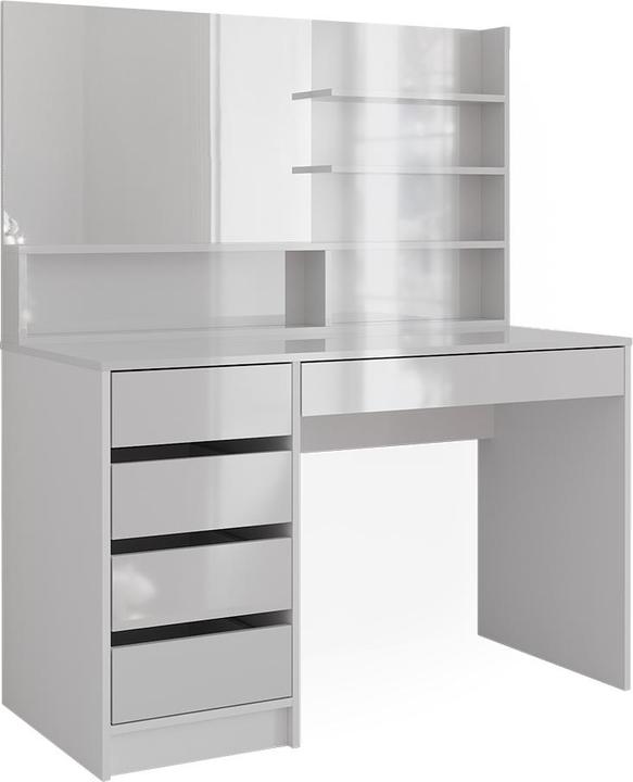 Alta lucentezza, Corpo: Bianco, Piano del tavolo: Bianco, fronte opaco, Ripiano a specchio lucido: Bianco