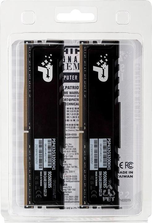 Actual product image Patriot Signature Premium PSP432G3200KH1 memory module GB DDR4 (2 x 16GB, 3200 MHz, DDR4-RAM, DIMM)