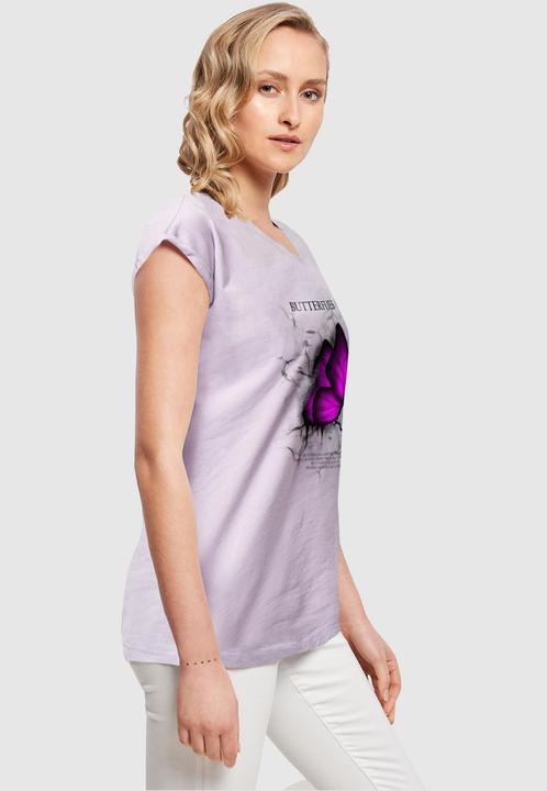 Produktbild Merchcode Ladies Butterflies Extended Shoulder Tee - 112637 (5XL)