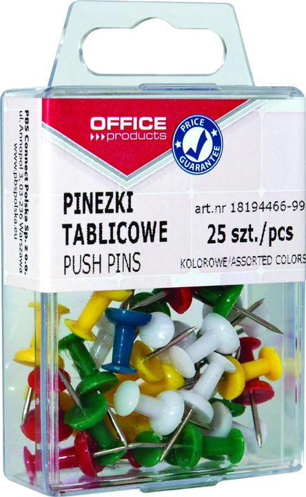 Image du produit Office Products punaises colorées, cylindres, dans un carton, 25 pièces, couleurs assorties