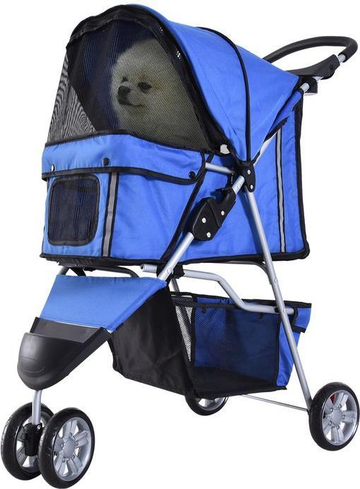 Produktbild Swisshandel24 Hundewagen Hundebuggy Buggy Hunde Katzen mehrfarbig (Blau) (Hund, Komplett zu öffnen, Faltbar, Atmungsaktiv)