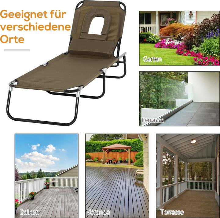 Produktbild Outsunny Gartenliege mit Gesichtsöffnung (190 cm)