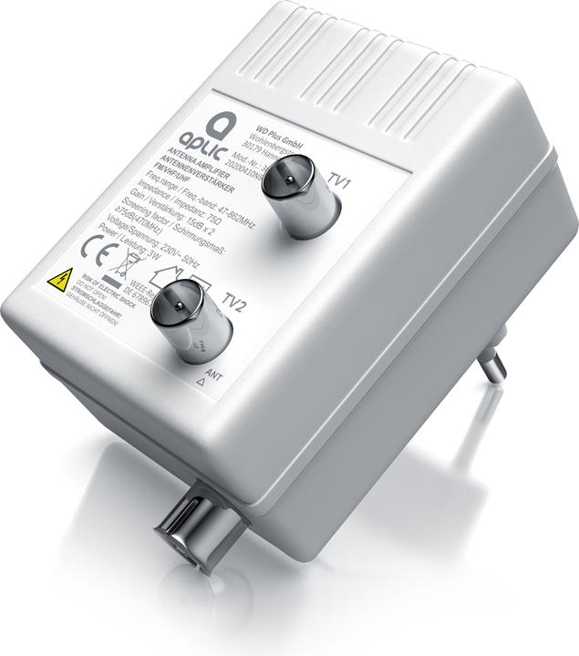 Actual product image Aplic DVB-T2 antenna amplifier, cable TV, radio antenna amplifier, 2x 15 dB signal amplification (Amplifier)