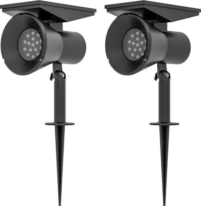 Actual product image Swisshandel24 Solar lights, 2 solar lamps, 2 light colours, floor/wall mounting, IP54 waterproof, black (IP54)