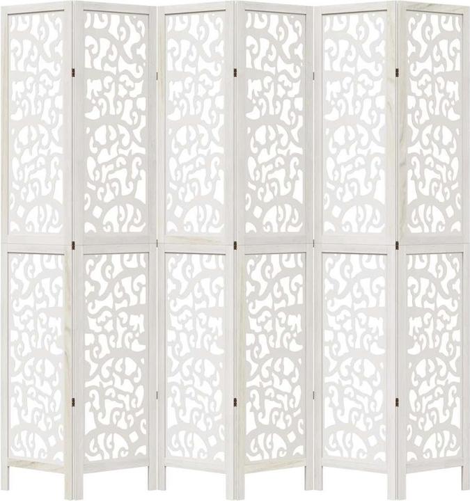 Actual product image VidaXL Room divider screen partition wall room divider 6 pcs. white solid wood paulownia