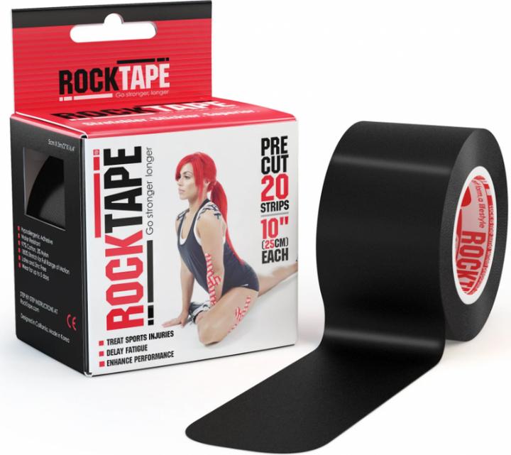 Image du produit Rock Tape Pre-Cut Noir 20 bandes (1 pc) (5 m)