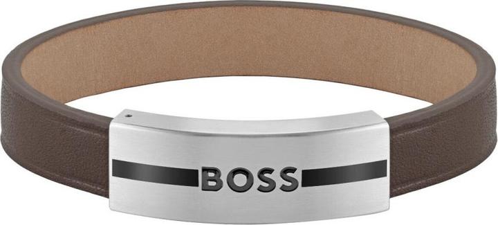 Immagine prodotto Hugo Boss Bracciale moda in pelle marrone 1580496 - Lunghezza: 19 cm (19 cm, Acciaio inossidabile)