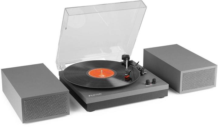 Fenton Platenspeler met Bluetooth en Speakers - RP165G - Incl. Naald - Aluminium / zilver (Vollautomatisch)