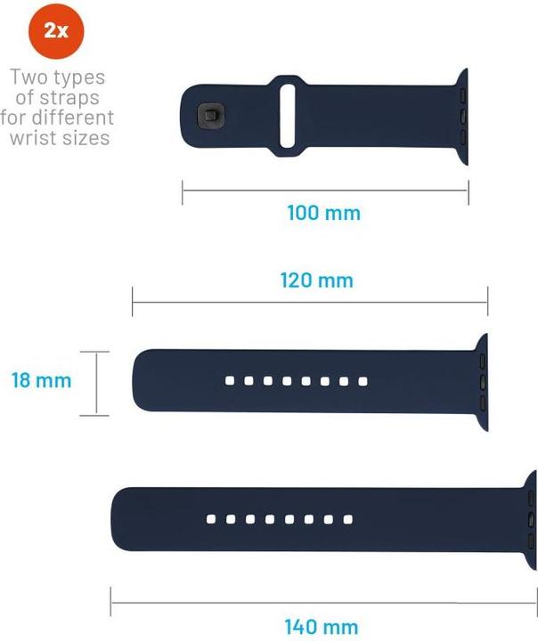 Produktbild Fixed Silikonarmband für Apple Watch 42/44/45 mm, blau