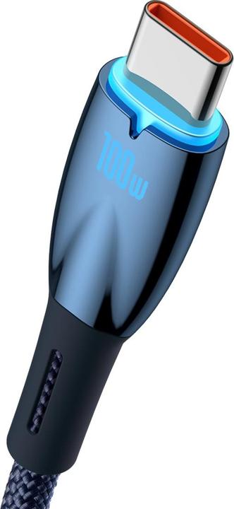 Image du produit Baseus Câble USB pour USB-C Glimmer Series, 100W, 1m (Bleu) (1 m, USB 2.0)