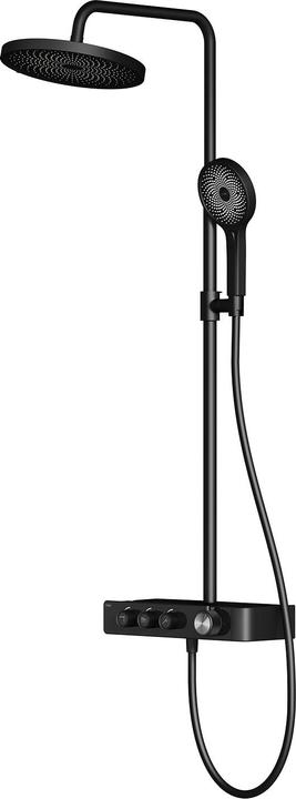 Produktbild Emke Duschsystem mit Thermostat Schwarz Matt Duscharmatur Komplettset Regendusche mit Armatur inkl 3 Stra