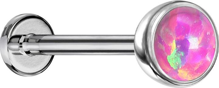 Image du produit Star Piercing Labret Micro Threadless argent demi-sphère avec opale rose (sans laiton, Titane G23)