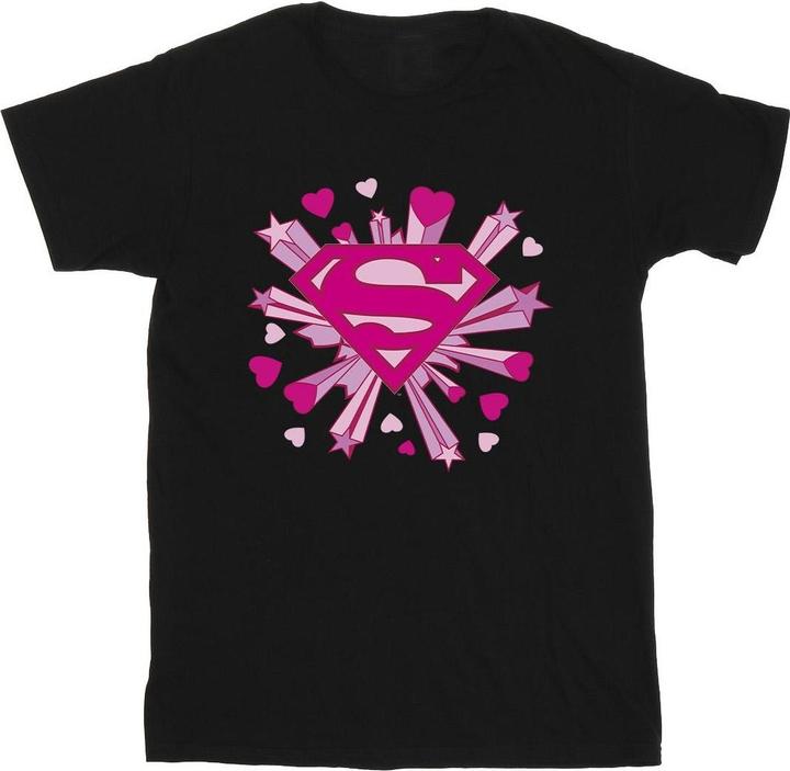 Superman Pink Hearts And Stars Logo TShirt Jungen