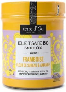 Image du produit terre d'Oc | Tisane Framboise Sureau Amande | Tisane bio aux fruits en feuilles libres | Sans théine