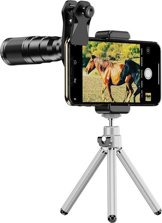 Produktbild Apfelkiste Smartphone Teleskop-Objektiv 22x – Fisheye, Makro, Weitwinkel & Stativ