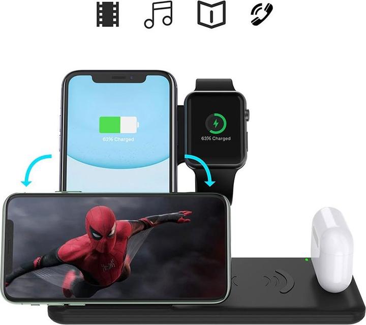 Immagine prodotto Apfelkiste Stazione di ricarica rapida Qi Apple Watch / Smartphone / AirPods 15W - 4in1 (15 W)