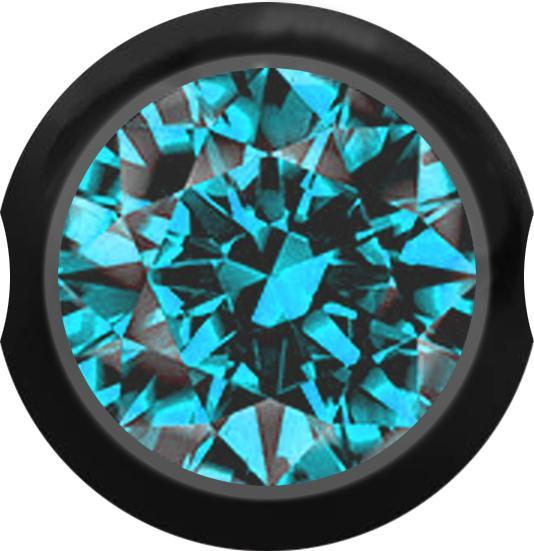 Produktbild Star Piercing Ball Closure Kugel schwarz mit Kristall aqua (ohne Messing, Chirurgenstahl 316L)