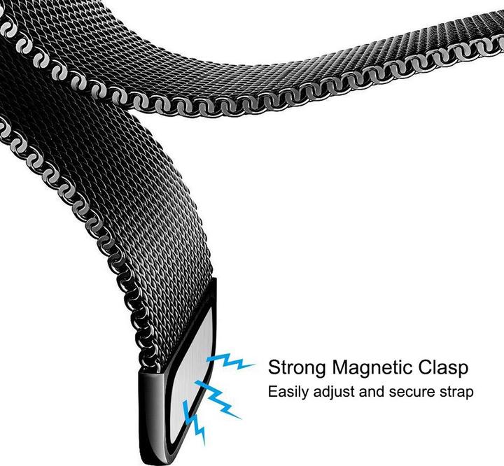 Immagine prodotto PhoneLook Bracciale milanais en acier noir 42mm / 44mm / 45mm (42 mm, 44 mm, 45 mm, Alluminio)
