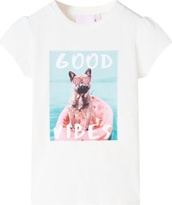 VidaXL Kinder-T-Shirt Ecru 140,Material: 95 % Baumwolle. 5 (140)