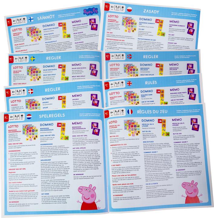 Produktbild Selecta Spielzeug Peppa Pig 3n1 Memo Lotto Domino (Deutsch, Französisch, Norwegisch, Polnisch, Finnisch, Schwedisch, Englisch)