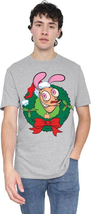 Immagine prodotto Ren & Stimpy Maglietta Natale Corona di Fiori Uomo (XL)