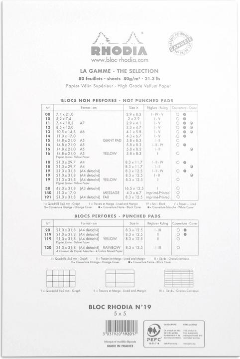 Image du produit Rhodia Blocs agrafés 80 g Basics (A4+, Quadrillé, Couverture rigide)