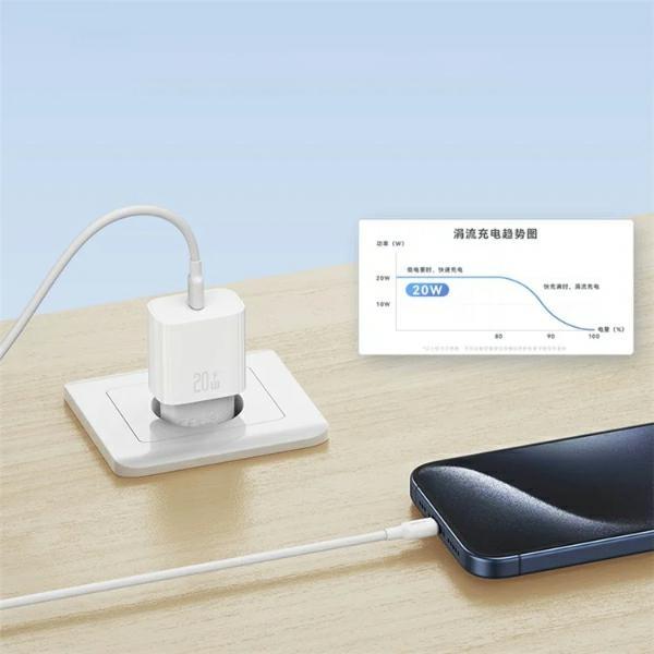 Produktbild Usams Ład. siec. 1xUSB-C T65 PD20W PD Fast Charging US-CC226 + kabel USB-C/USB-C US-SJ711 60W biały/